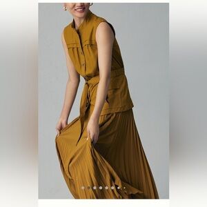 Anthropologie Yellow Button-Front Dress
